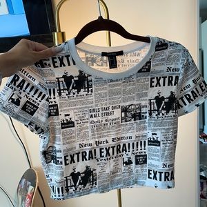 Forever 21 newspaper crop top -Y2K streetwear